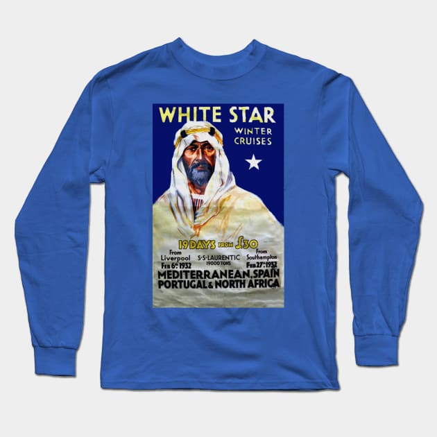 White Star Line 1930 Cruises Long Sleeve T-Shirt by Gilded Age